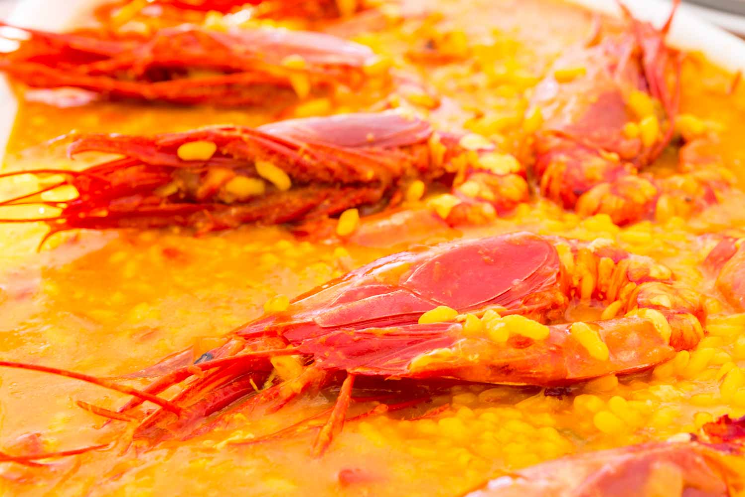 Paella with royal red prawns