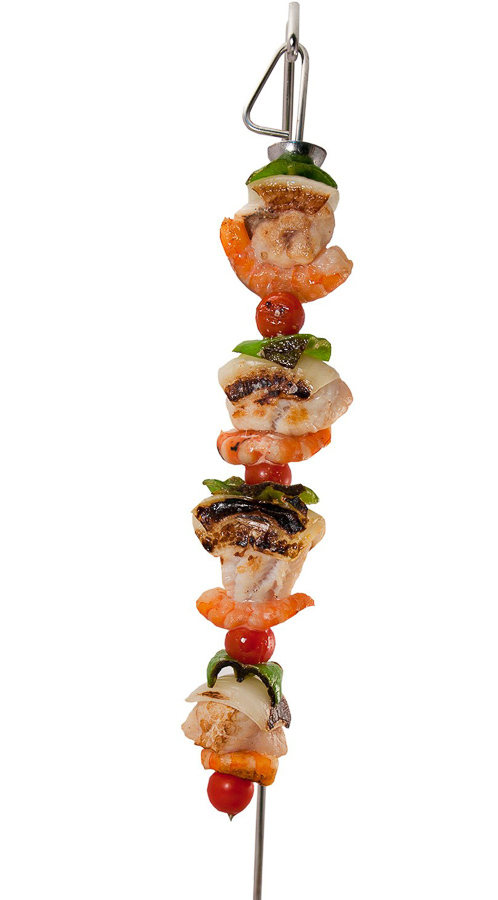 Grilled monkfish and prawn brochette
