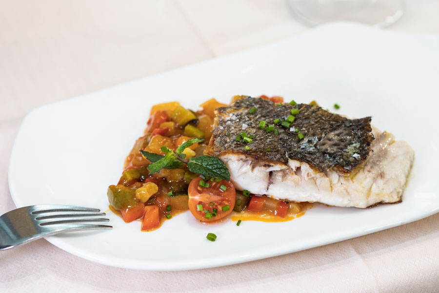 Grilled sea bass with ratatouille