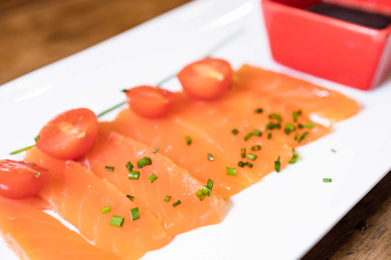 Marinated salmon with orange ponzu