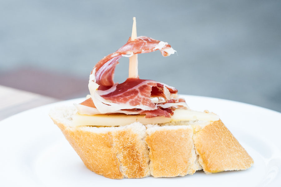 Iberian ham and cheese on toast