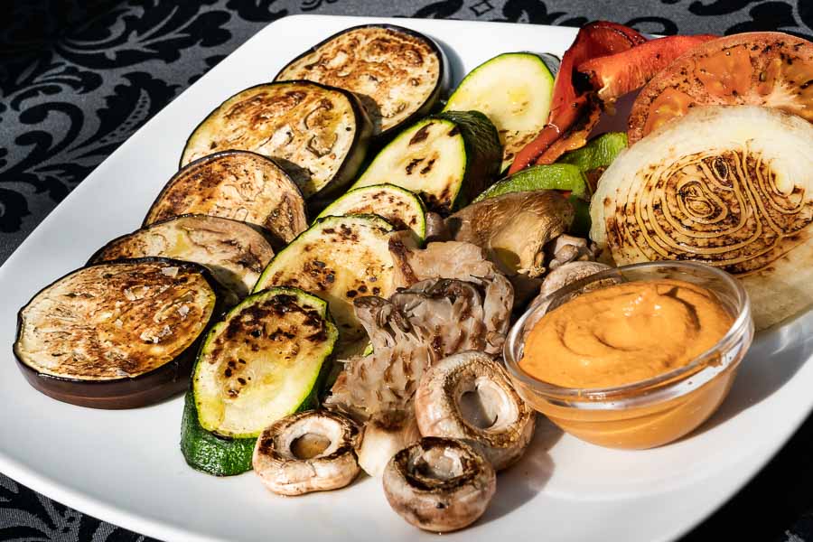 Grilled vegetables with romesco sauce