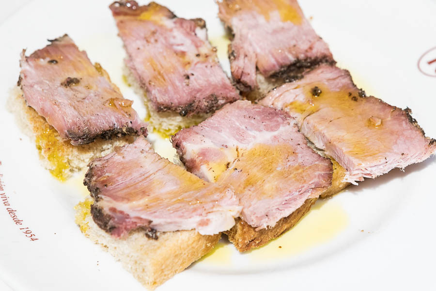 Toasted country bread with pork roast