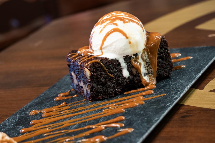 Brownie with Walnuts, Ice Cream and Dulce de Leche
