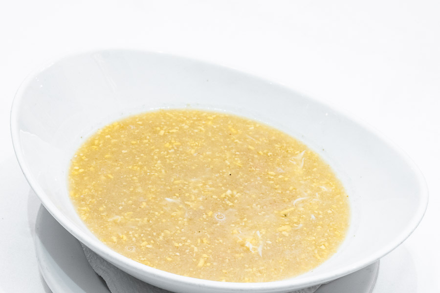 Picadillo soup (pasta, peas, egg and ham)