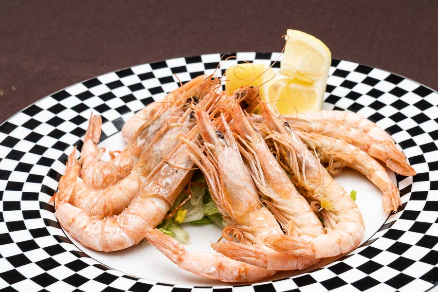 Fresh grilled prawns from Huelva
