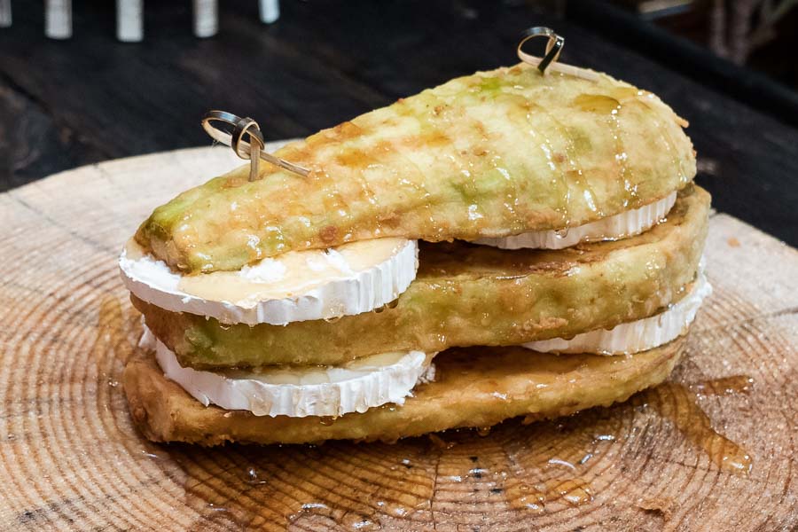 Fried eggplant strudel With goat cheese