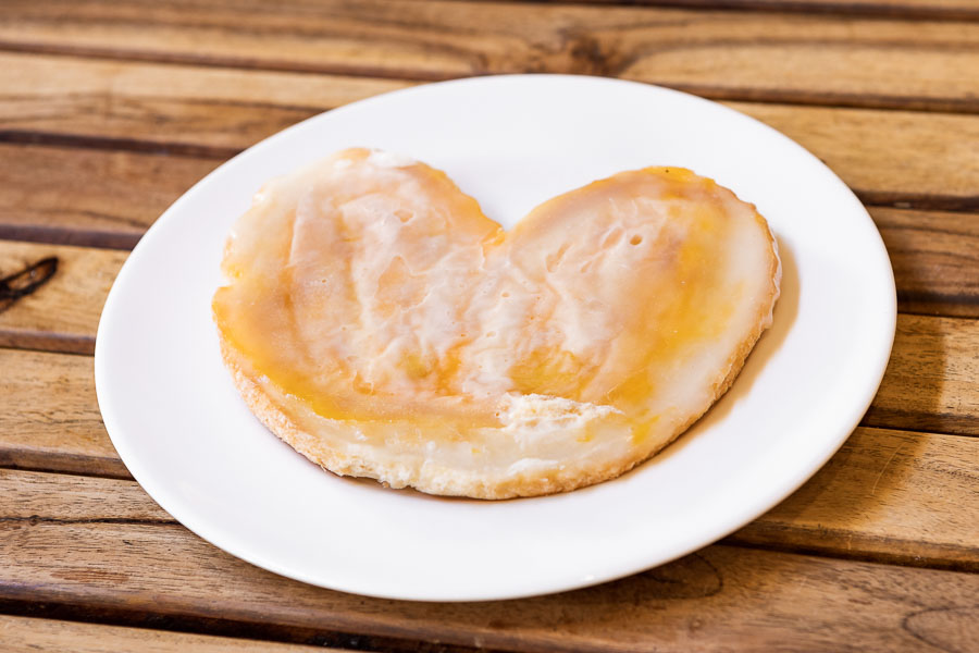 Heart of puff pastry with egg