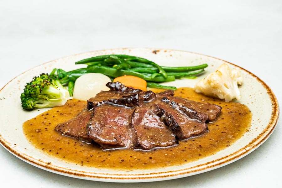 Beef entrecote with mustard sauce