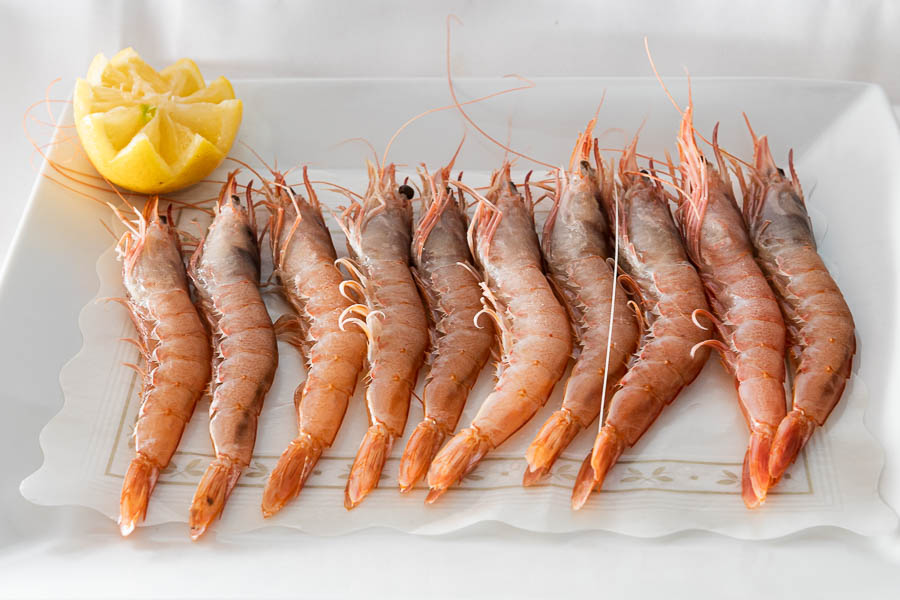 White shrimps , grilled or boiled