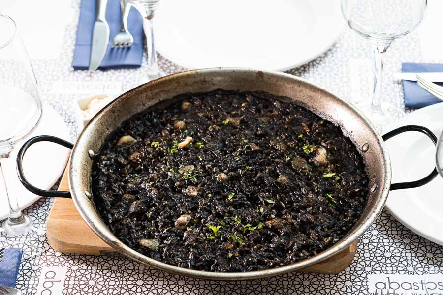Black rice with seafood