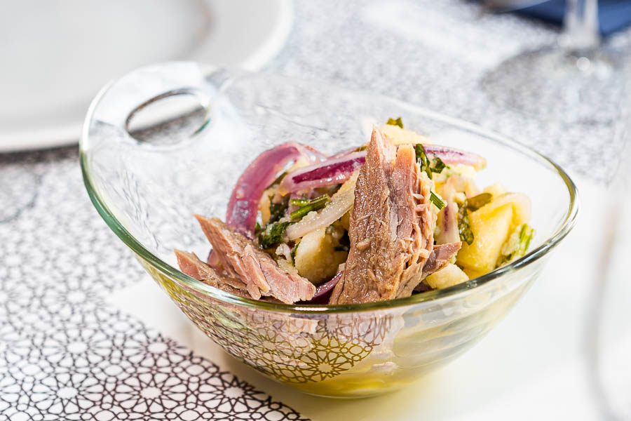 Potato salad seasoned with tuna
