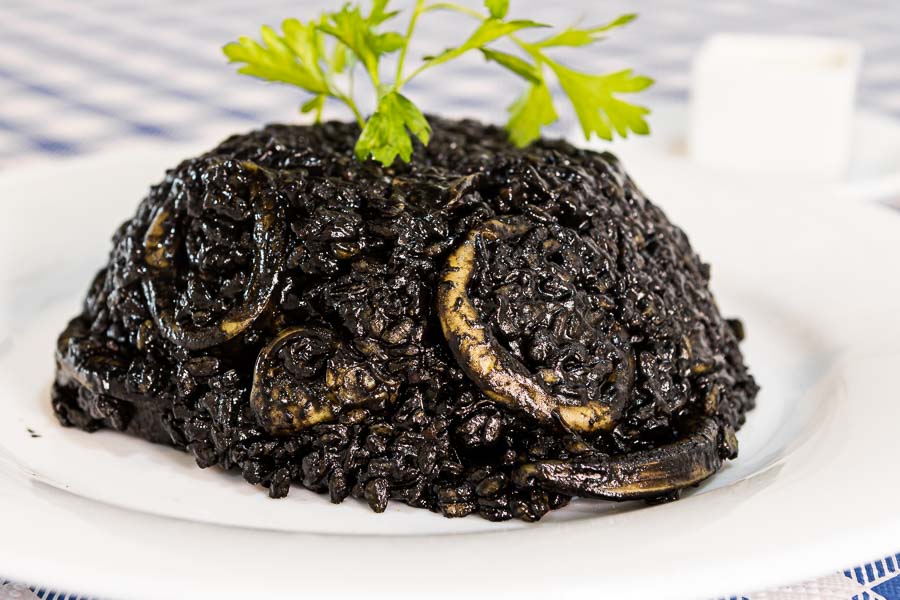 Black rice with ink and squid