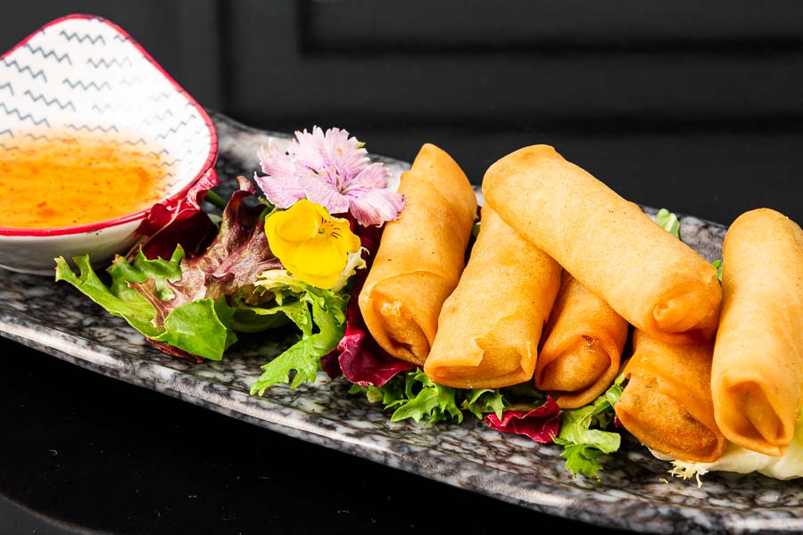 Thai Vegan spring roll With spicy sauce
