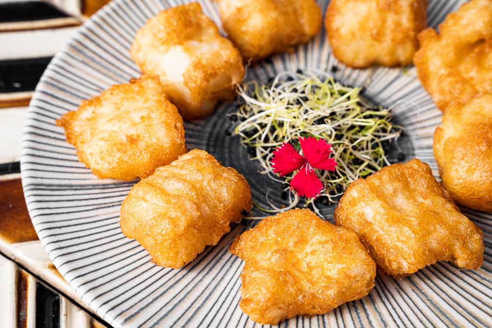 Dados de bacalao Faoe en tempura