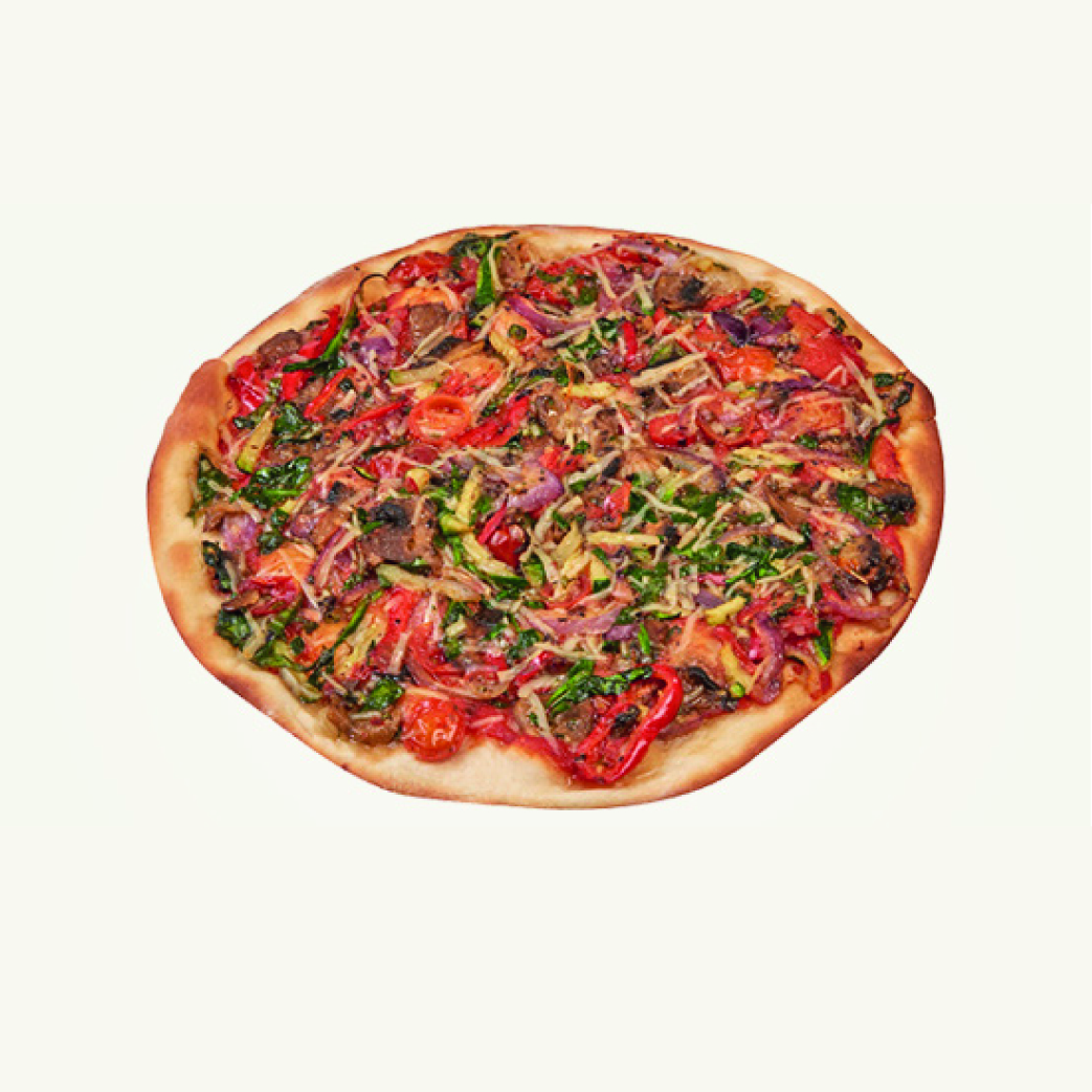 Pizza vegana con masa fina