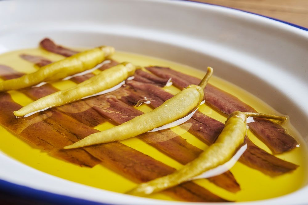 Piparras from our land with anchovies and EVOO
