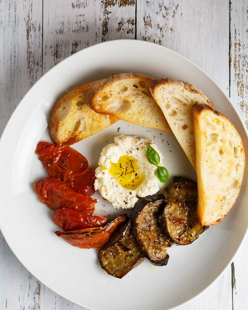 Ricotta Antipasto, Roasted Tomatoes and Eggplants