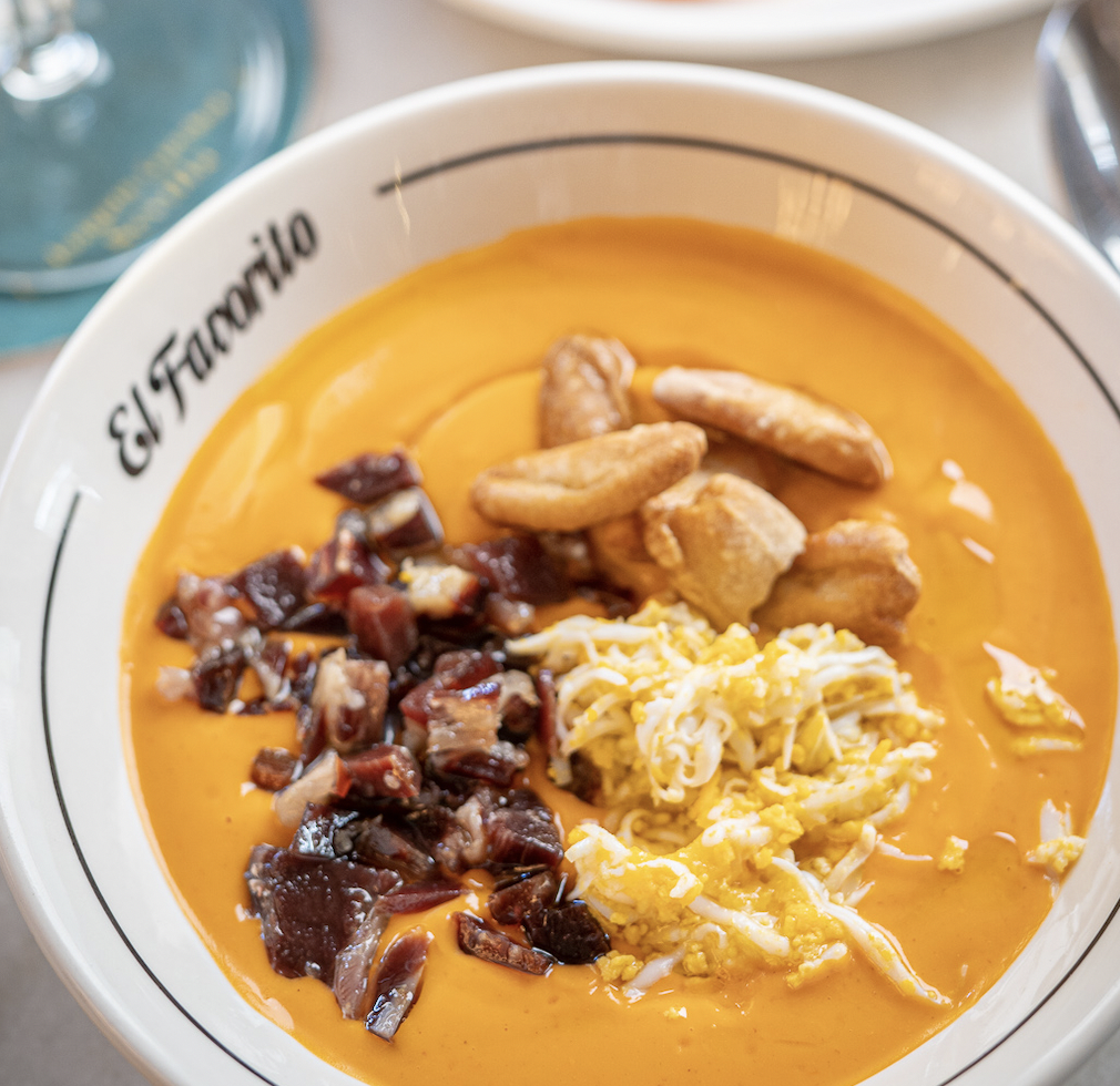Salmorejo with ham and hard-boiled egg