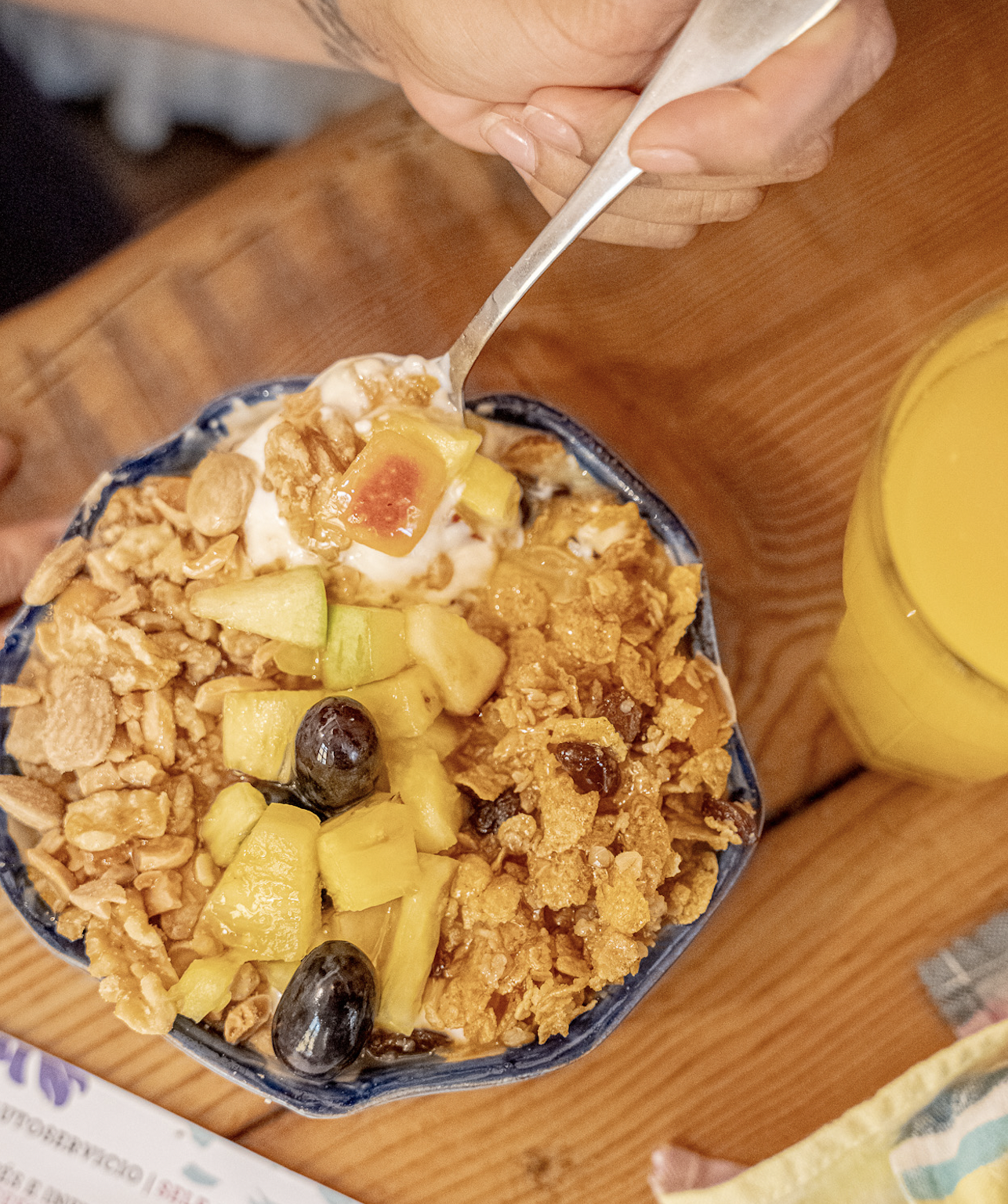 Yogur + Muesli Casero + Frutas + Miel + Frutos Secos
