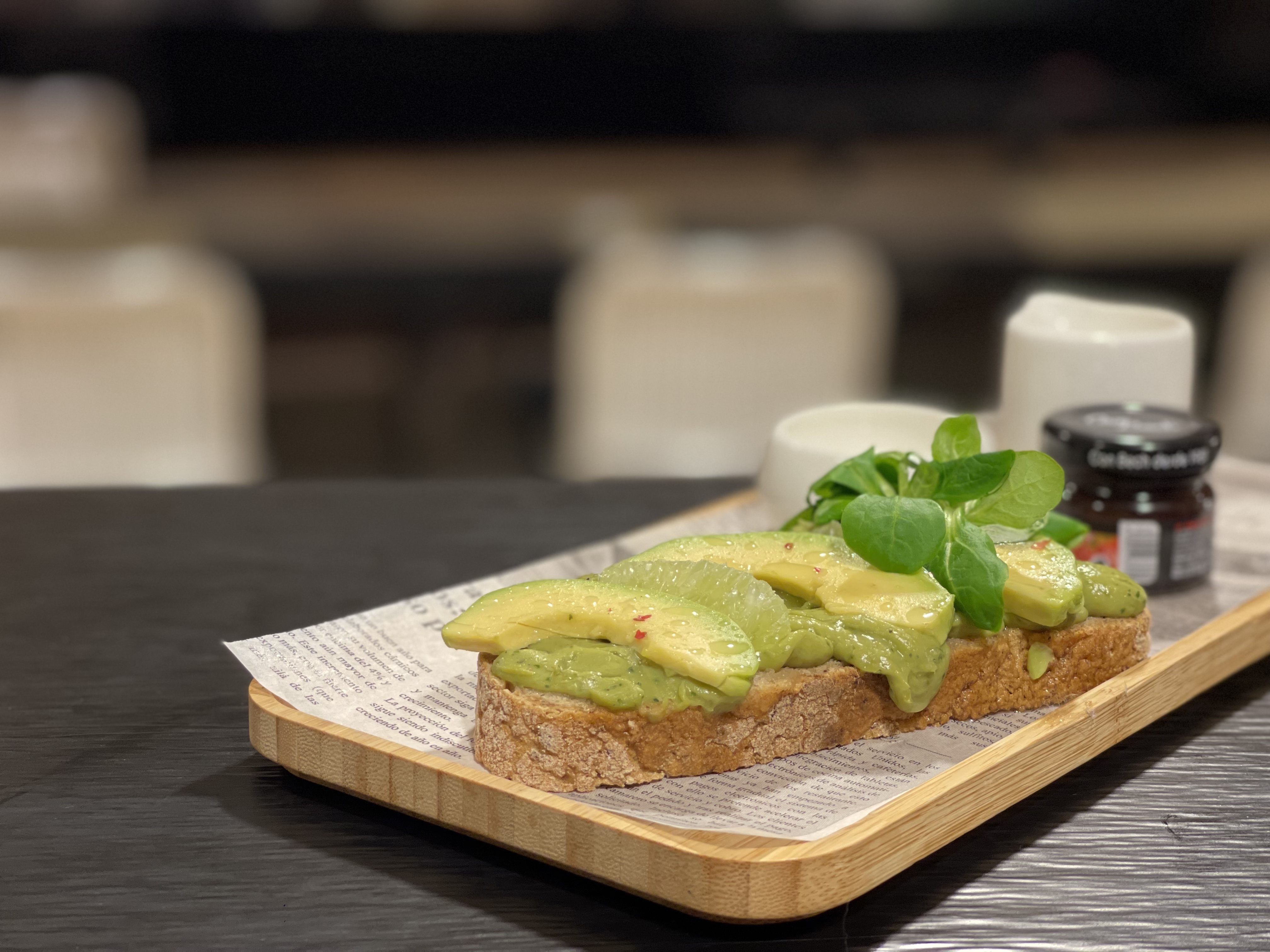 Avocado, lime, coriander and pink pepper toast