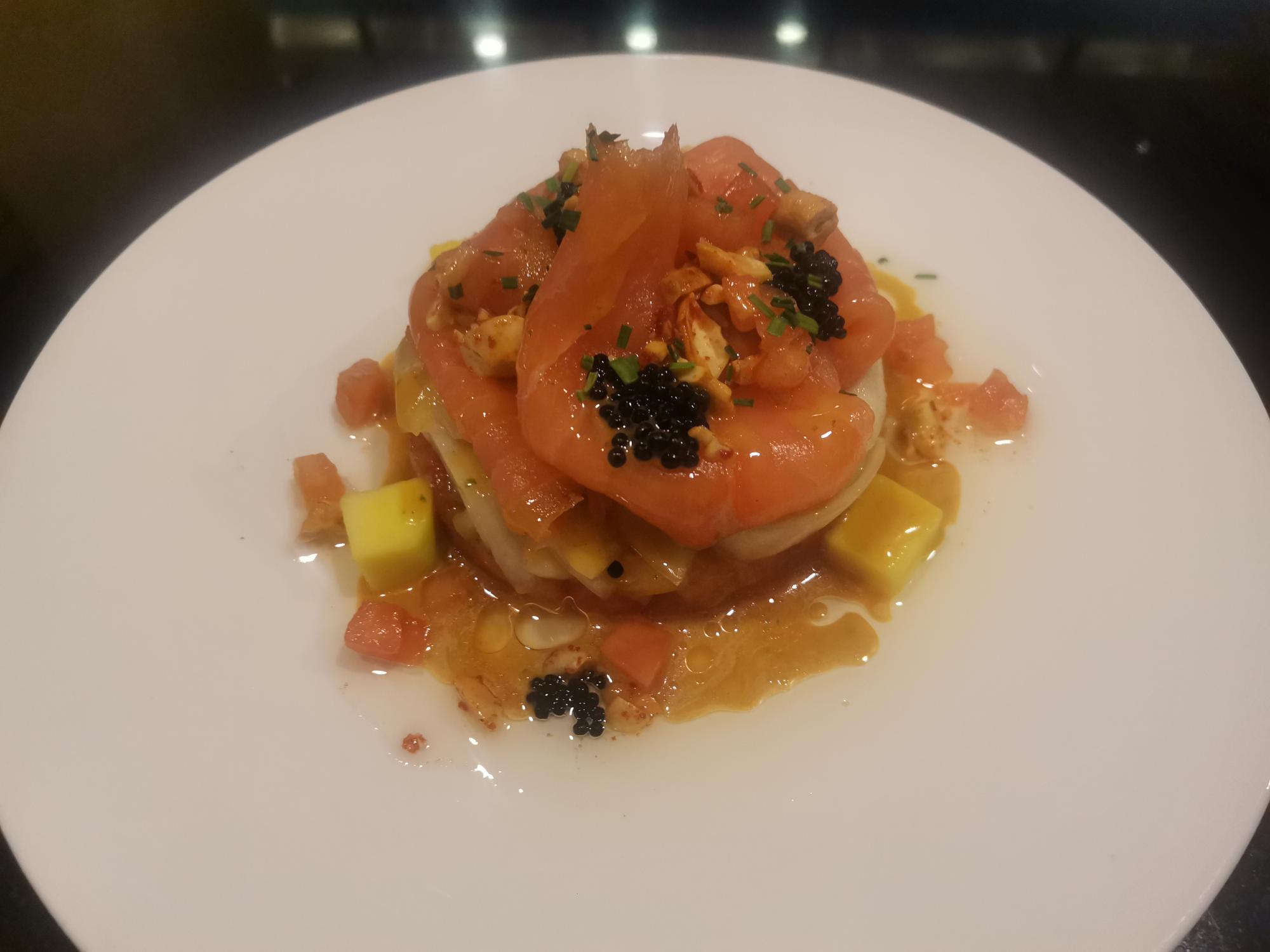 MARINATED SALMON AND PICKLED ENDIVES SALAD