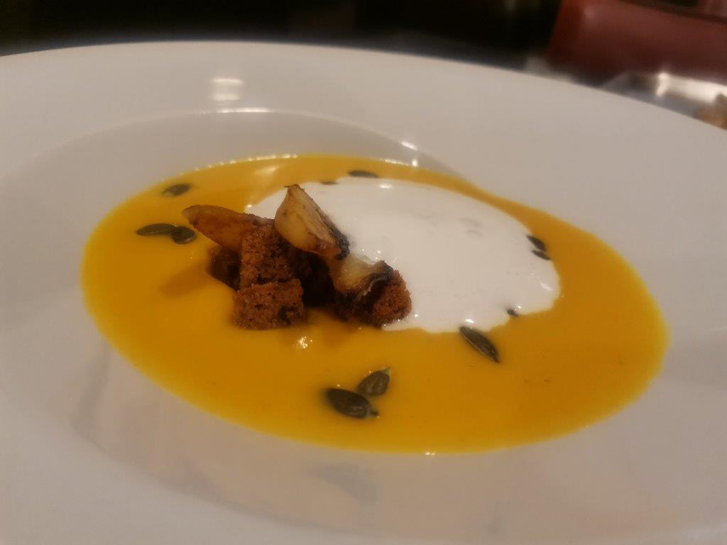 PUMPKIN AND COCONUT CREAM WITH SPICED BREAD