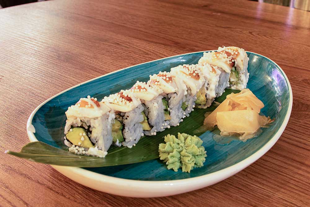 Uramaki roll of butterfish