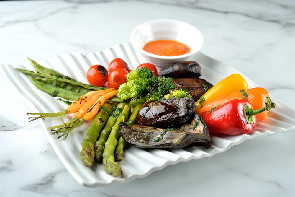 Grilled vegetables With romescu sauce