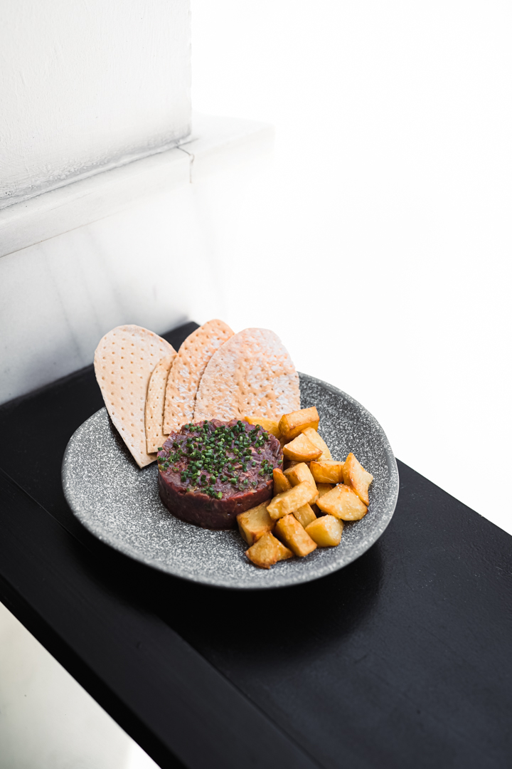 Aged beef steak tartare and fries