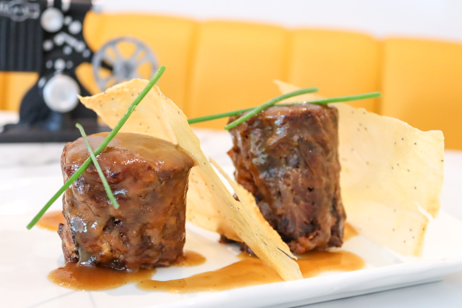 Oxtail timbale with glass potato