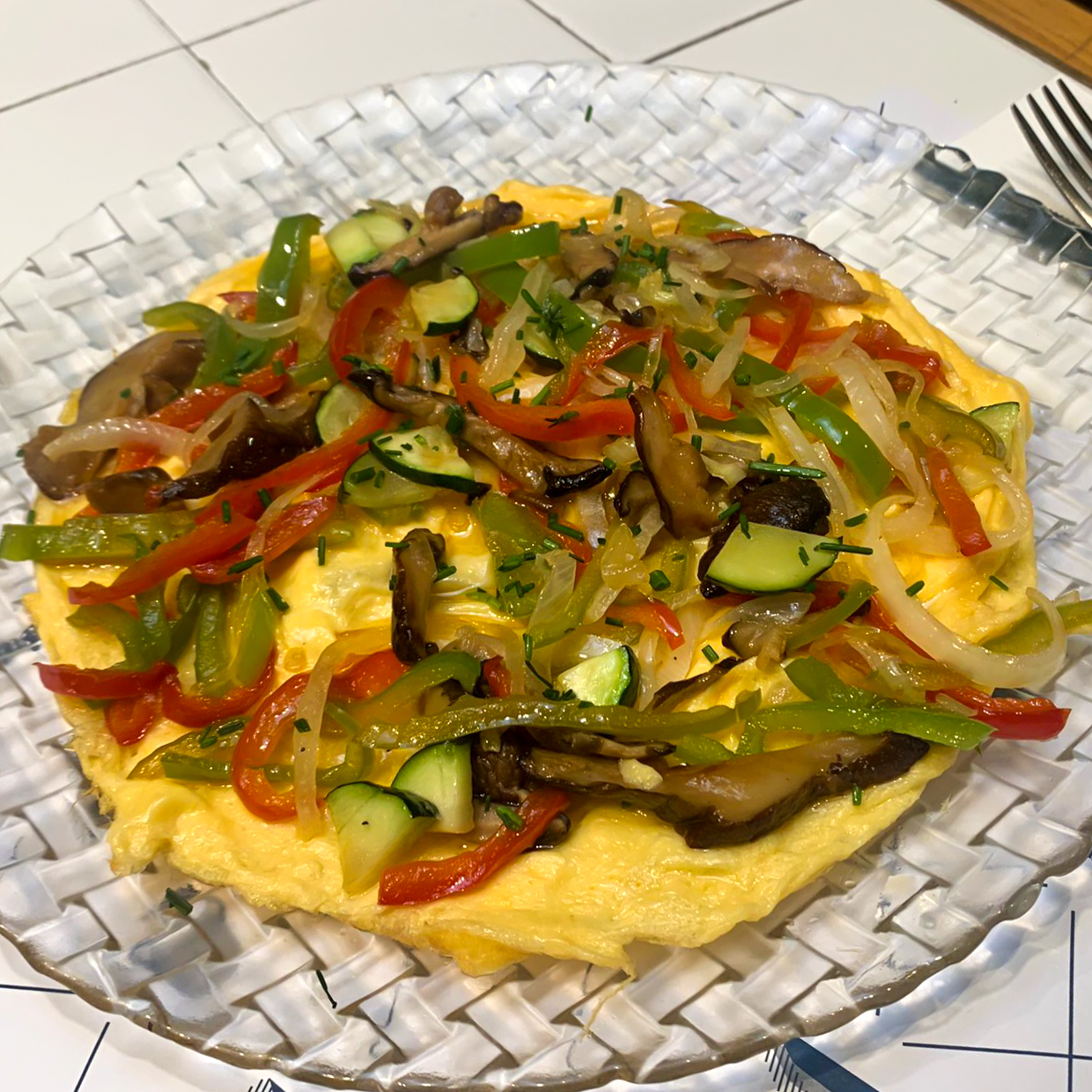 Omelette aux légumes et shitake