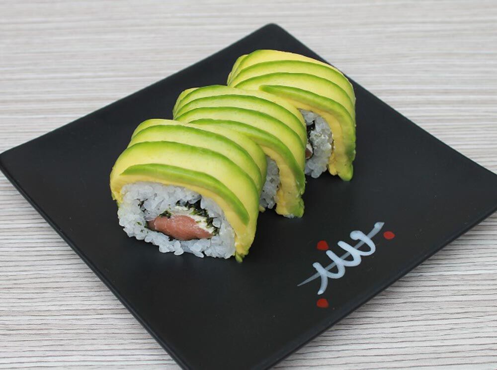 Caterpillar salmon sushi roll