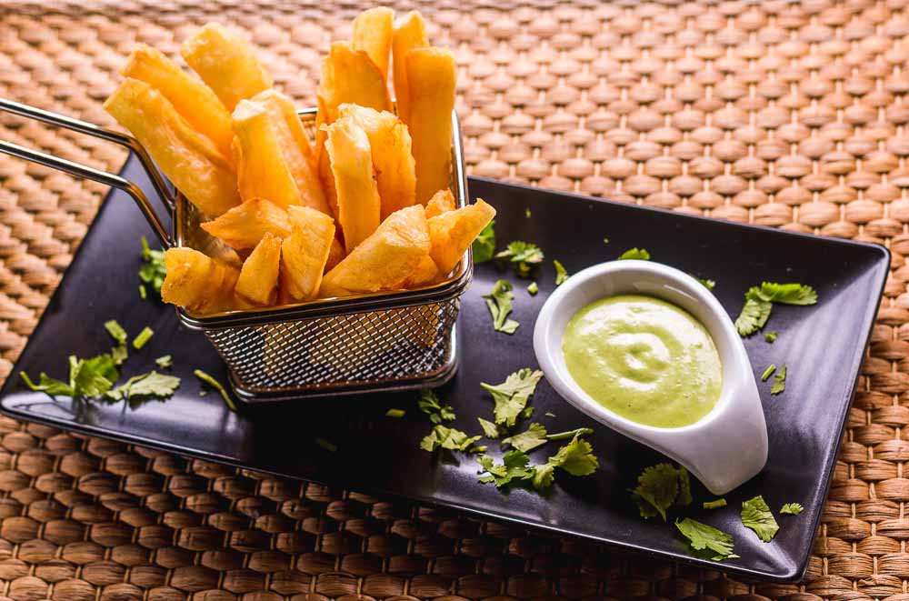 Cassava fries with guasacaca sauce