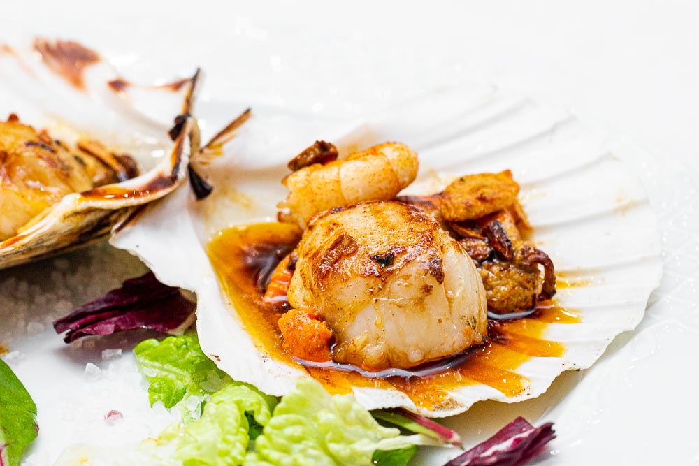 Scallop cooked with garlic and olive oil