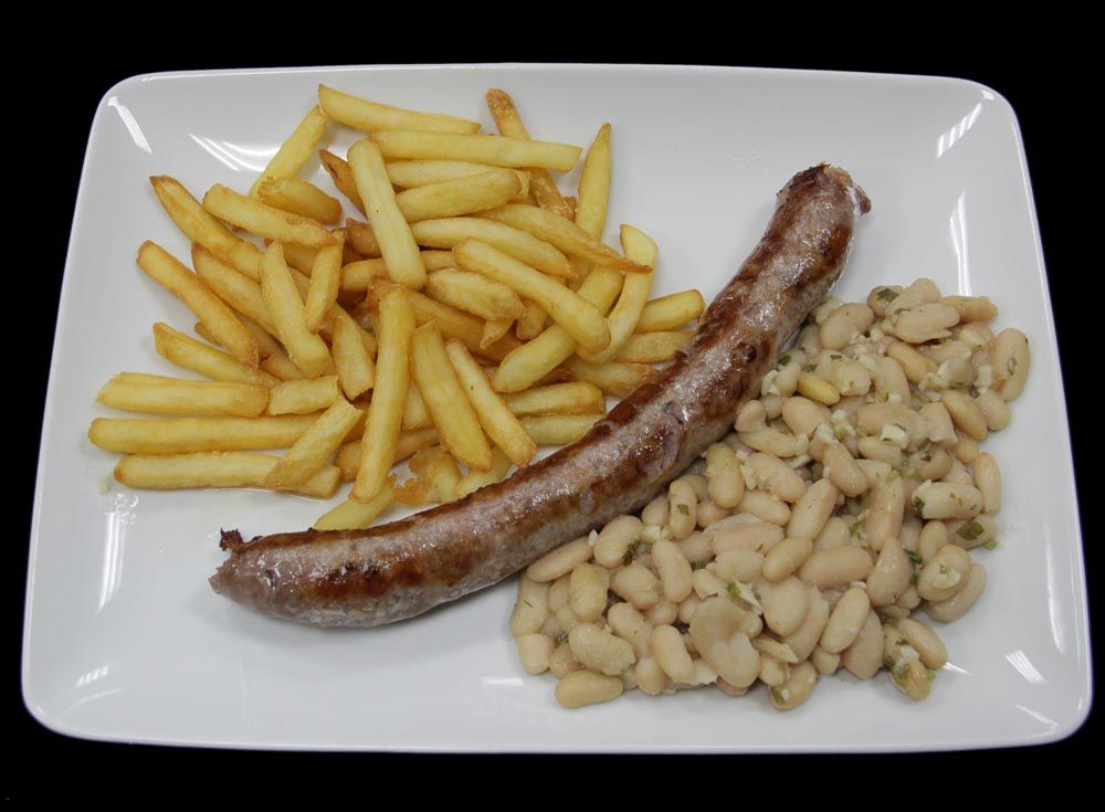 Sausage with White Beans and French Fries