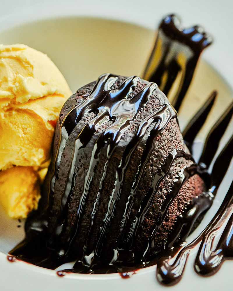 Chocolate dessert With vanilla ice cream