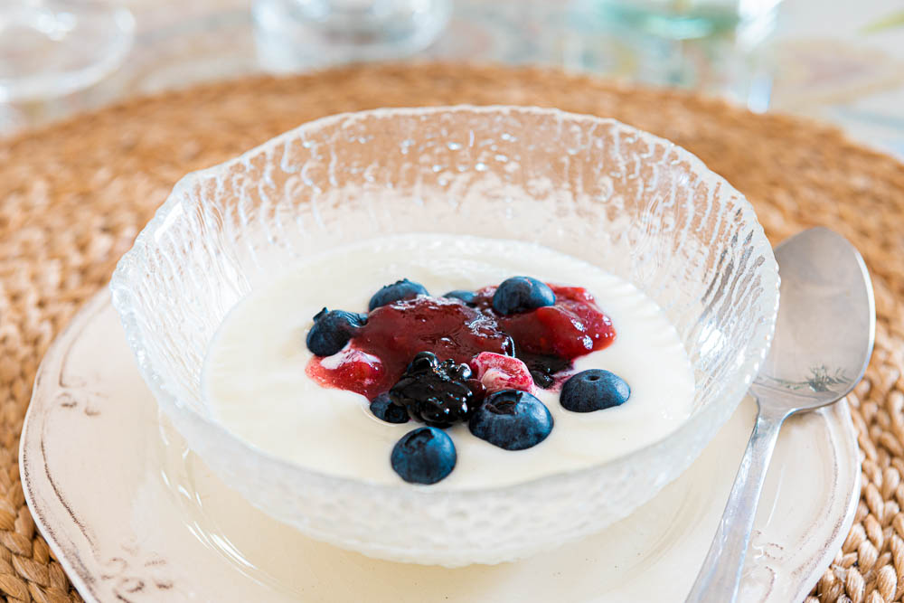 Natural yogurt with red berries