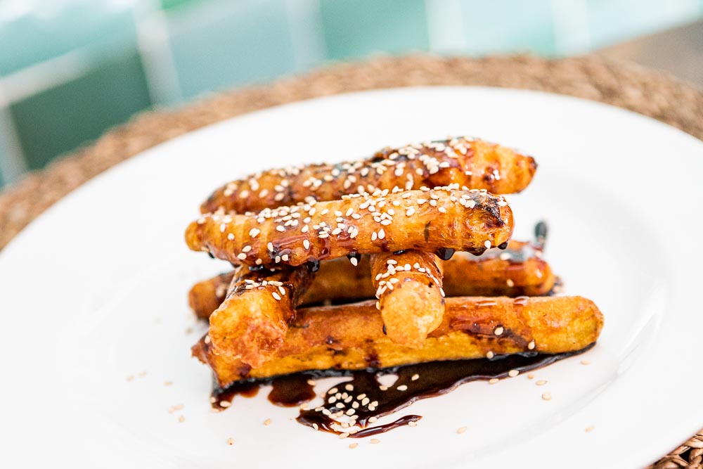 Fried eggplant with honey with sesame seed